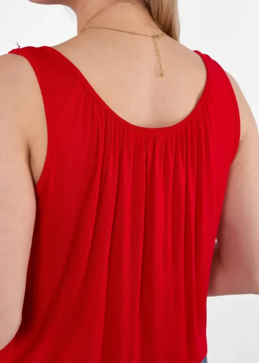 Gini London Red Round Neck Oversized Sleeveless Top