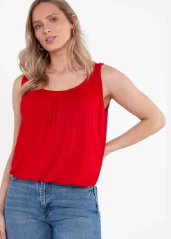 Gini London Red Round Neck Oversized Sleeveless Top