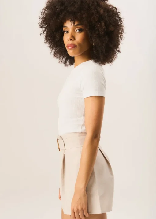 Gini London Stone Belt Detail Shorts