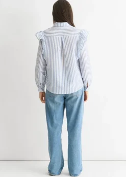 Gini London Stripe Frill Cotton Shirt