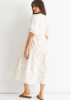 Gini London White Broderie Cotton Smock Midi Dress