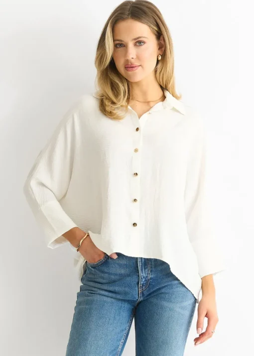 Gini London White Kimono Oversized Blouse