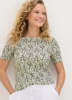 Green Animal Print Fitted T-Shirt