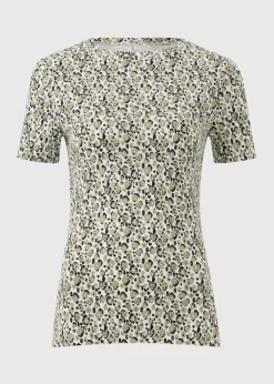Green Animal Print Fitted T-Shirt