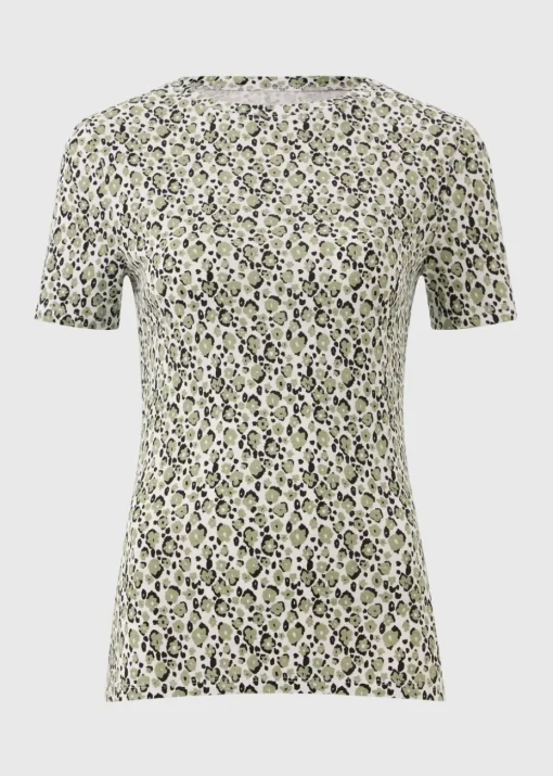 Green Animal Print Fitted T-Shirt