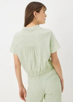 Green Co Ord Stripe Tie Front Shirt