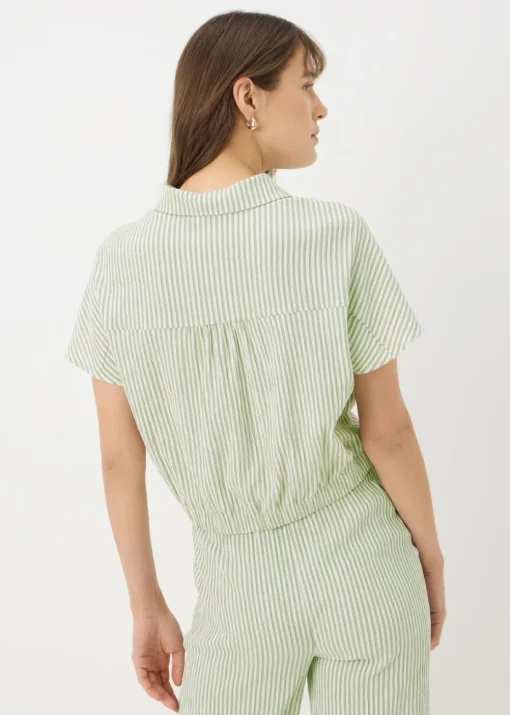 Green Co Ord Stripe Tie Front Shirt