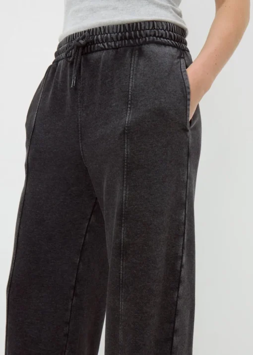 Grey Acid Wash Wide Leg Jogger Trousers