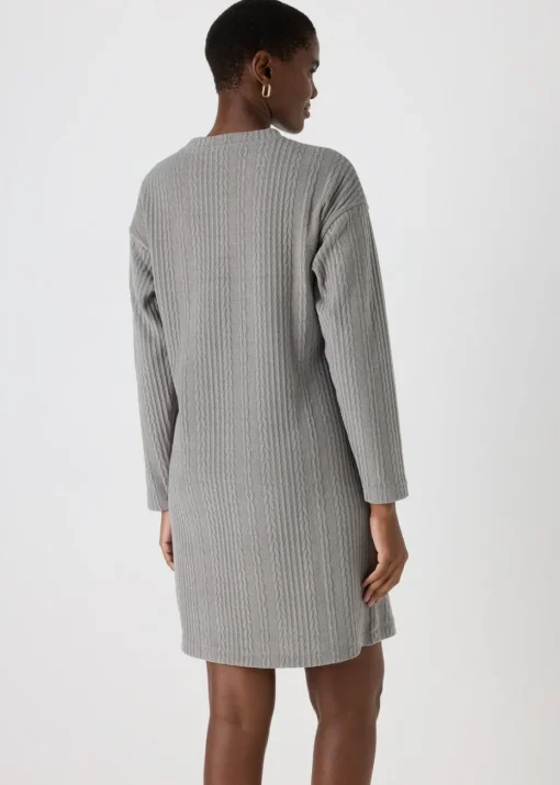 Grey Cable Knit Mini Dress