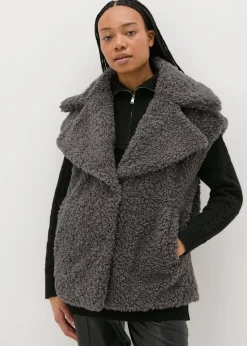 Grey Oversized Borg Gilet