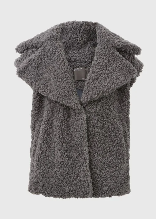 Grey Oversized Borg Gilet