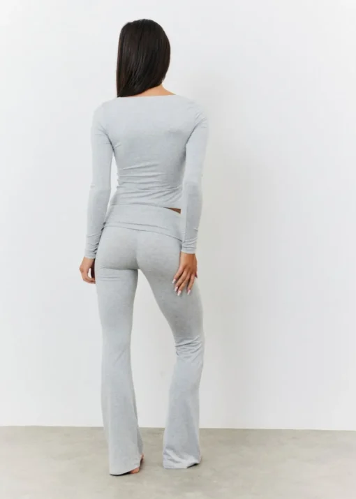 In The Style Grey Long Sleeve Bardot Top