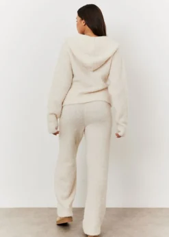 In The Style Stacey Solomon Cream Fluffy Knit Zip Up Hoodie