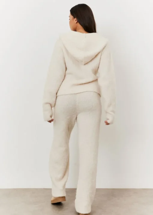 In The Style Stacey Solomon Cream Fluffy Knit Zip Up Hoodie