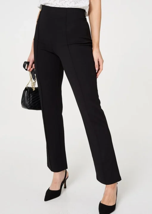 Izabel London Black High Waist Kick Flare Trousers