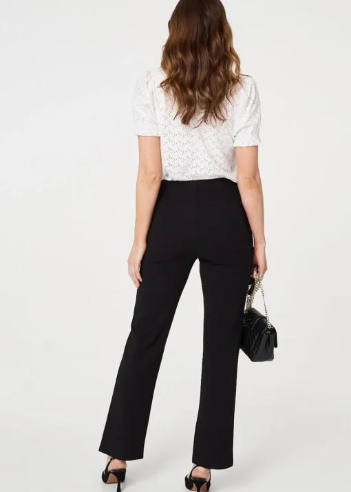 Izabel London Black High Waist Kick Flare Trousers