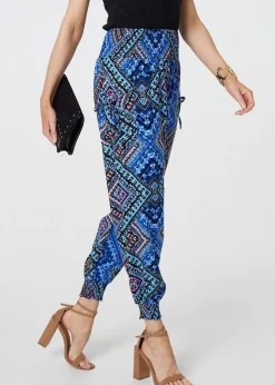 Izabel London Blue Aztec Print High Waist Harem Pants