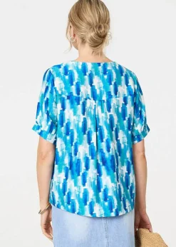 Izabel London Blue Printed Blouse
