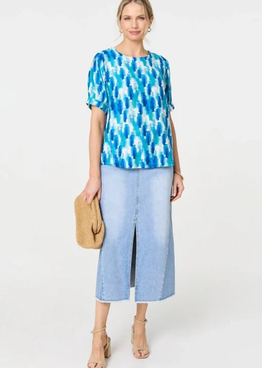 Izabel London Blue Printed Blouse