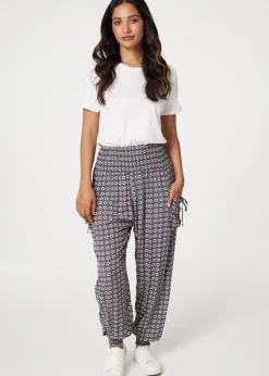 Izabel London Green Geo Print Pull On Harem Pants