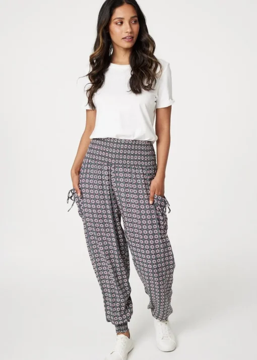 Izabel London Green Geo Print Pull On Harem Pants