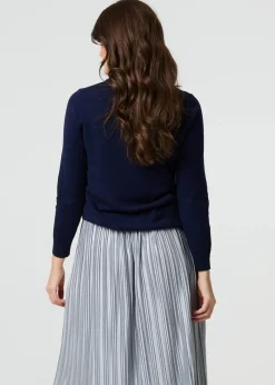 Izabel London Navy Floral Gemstone Embellished Jumper