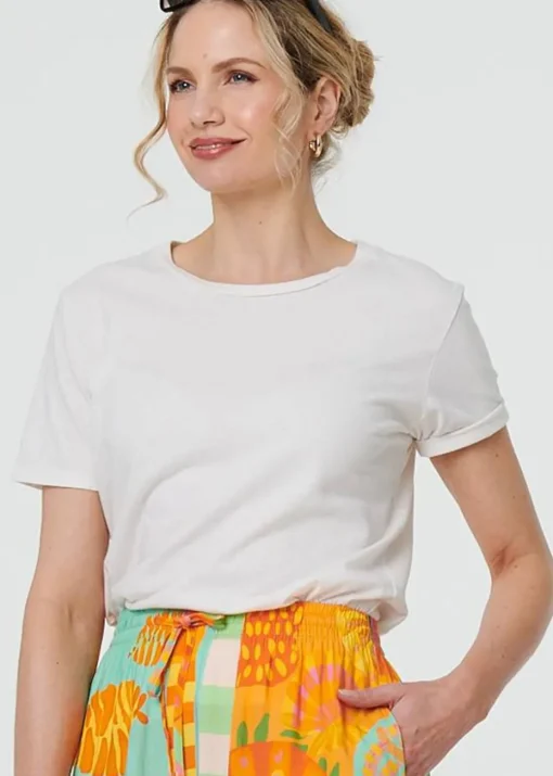 Izabel London Orange Patchwork Print Tie Waist Relaxed Shorts
