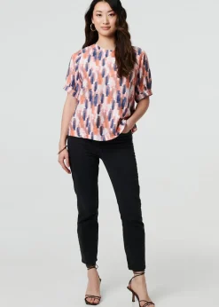 Izabel London Orange Printed Blouse