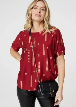 Izabel London Red Printed 1/2 Sleeve Blouse