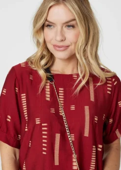 Izabel London Red Printed 1/2 Sleeve Blouse