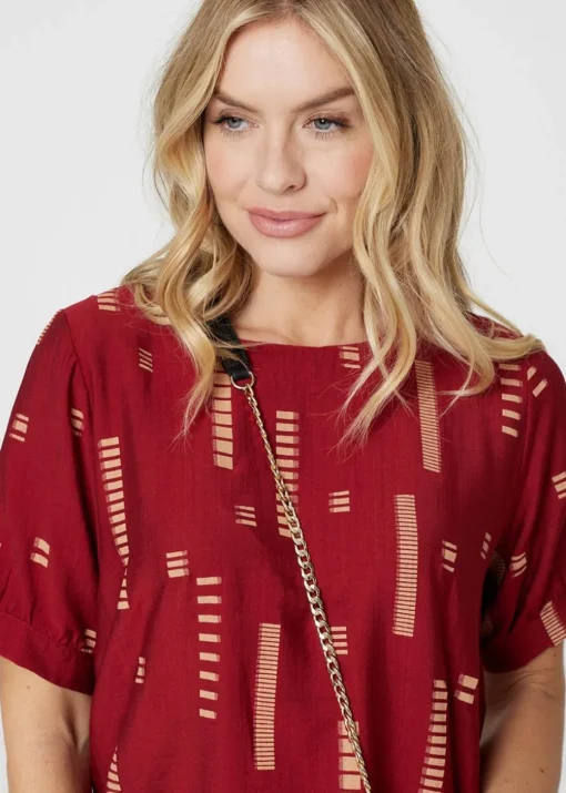 Izabel London Red Printed 1/2 Sleeve Blouse