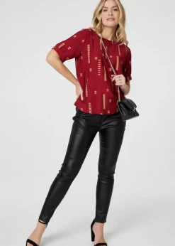 Izabel London Red Printed 1/2 Sleeve Blouse