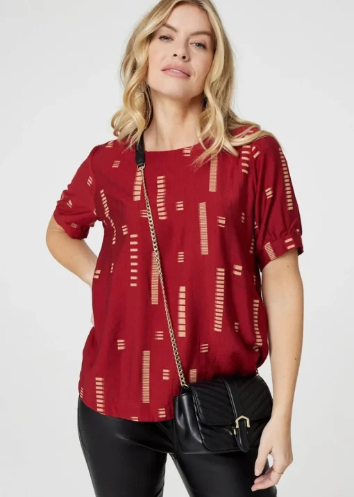 Izabel London Red Printed 1/2 Sleeve Blouse
