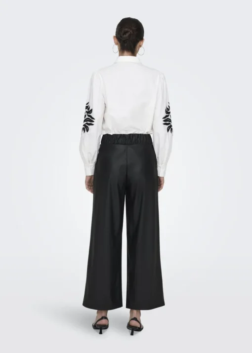 JDY Black Leather Look Trousers
