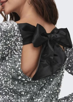 JDY Silver Sequin Bow Dress