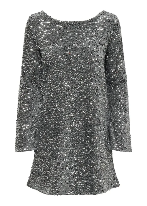 JDY Silver Sequin Bow Dress
