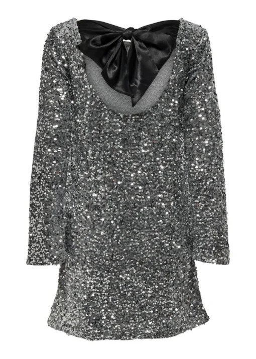 JDY Silver Sequin Bow Dress