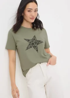 Khaki Star Print T-Shirt