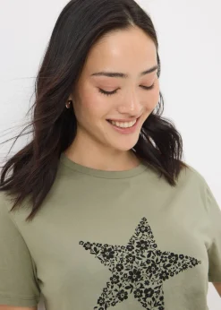 Khaki Star Print T-Shirt