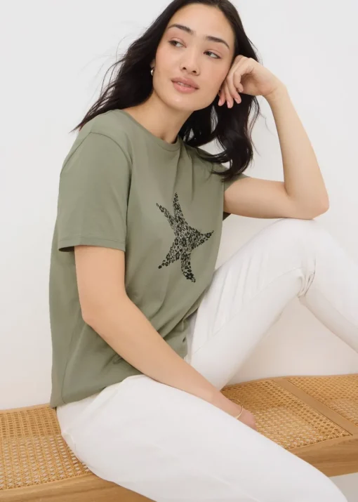 Khaki Star Print T-Shirt