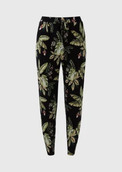 Khaki Tropical Leaf Harem Trousers