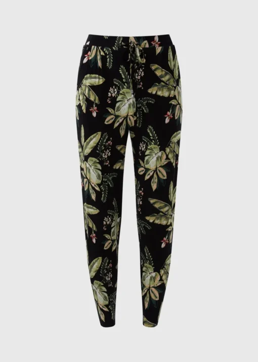 Khaki Tropical Leaf Harem Trousers