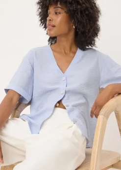 Light Blue  Short Sleeve V-Neck Shirt