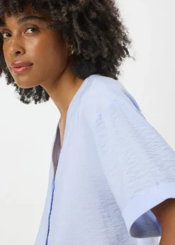 Light Blue  Short Sleeve V-Neck Shirt