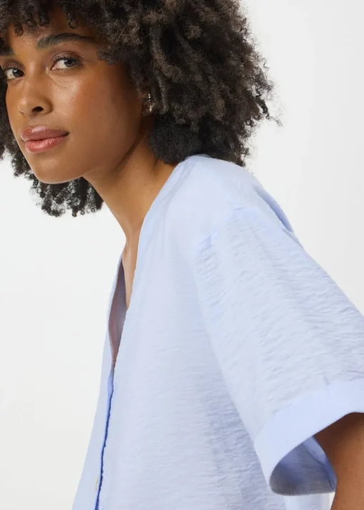 Light Blue  Short Sleeve V-Neck Shirt