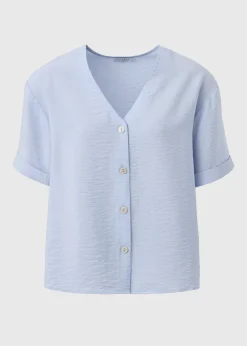 Light Blue  Short Sleeve V-Neck Shirt