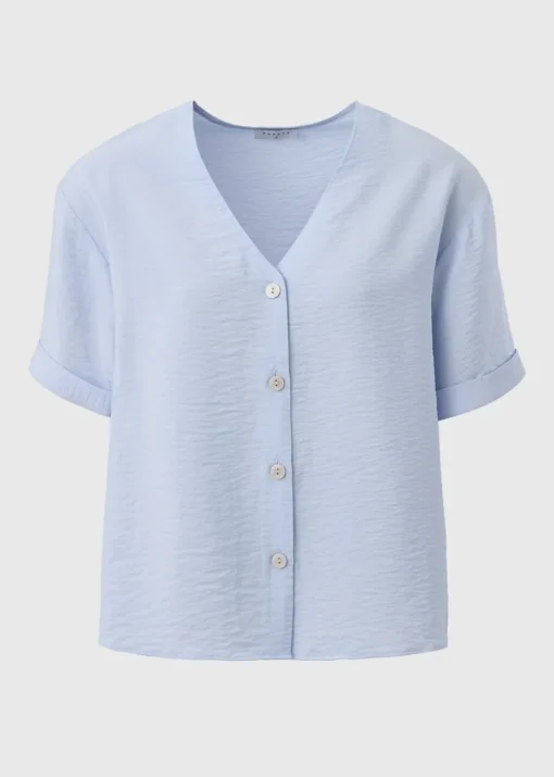 Light Blue  Short Sleeve V-Neck Shirt
