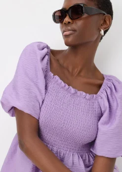 Lilac Shirred Blouse Top