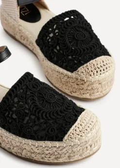 Linzi Adelina Black Woven Two Part Espadrille Sandal