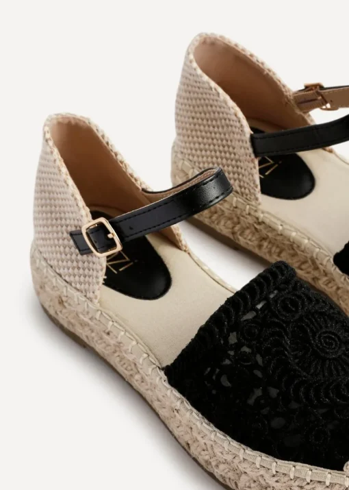 Linzi Adelina Black Woven Two Part Espadrille Sandal